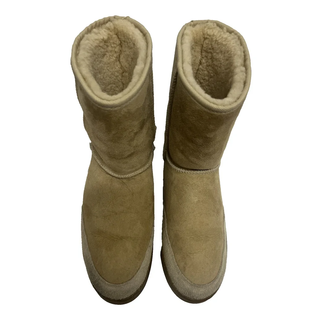 UGG Australia Mens Ultra Short Beige Mid Calf Boots US 9M Lambskin 5220 Pull On